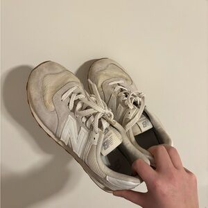 New Balance Off-White and Cream Casual Sneakers